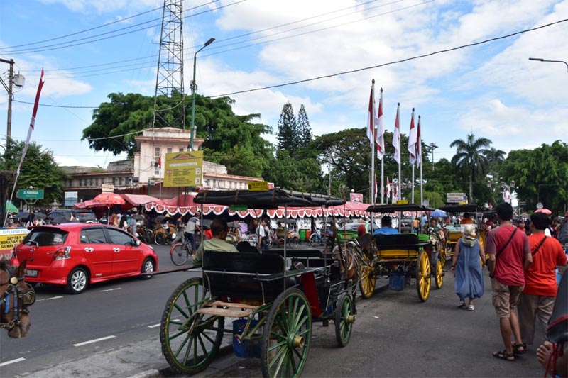 Le "andong", carattetistiche carrozzelle di Malioboro street